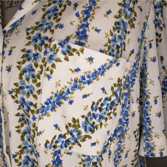 Antique 30s Silk Chiffon Floral Buttoup Short Sleeve Blouse - Picture 6 of 9